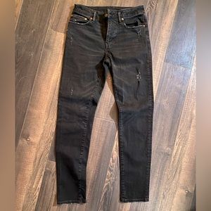 American Eagle Next Level stretch, black skinny high-waisted jeans, size 28x32